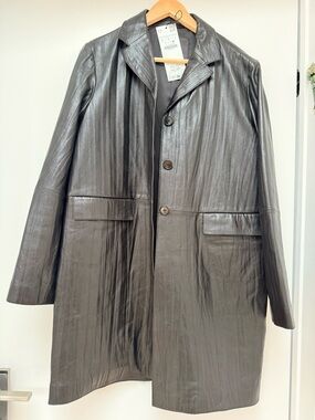Zara Black Leather Jacket with Smooth Finish **NEW**